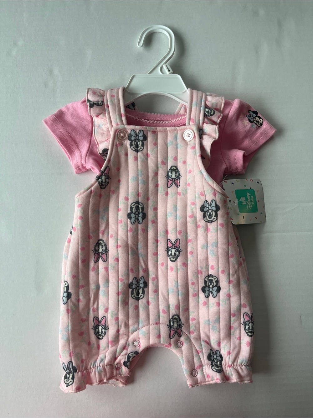 Disney Pink Minnie Mouse Quilted Overall with Matching Tee